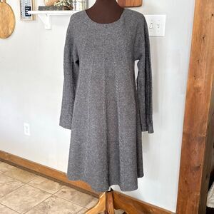 Sundance lambswool swing dress women’s size small gray cable knit skater round n